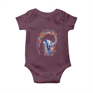 LGBTQ Ally Baby Onesie Dream Without Fear Love Without Limits Rainbow Watercolor Elephant TS09 Maroon Print Your Wear