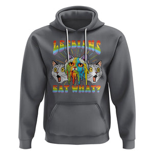 Lesbians Eat What? Funny Scared Cat LGBT Pride Hoodie TS09 Charcoal Printyourwear