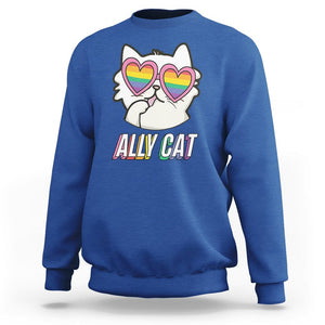 LGBTQ Ally Pride Rainbow Cat Lover Sweatshirt TS09 Royal Blue Printyourwear