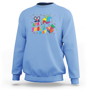Funny April Fool's Day Pranks Jester Hat Sweatshirt TS09 Carolina Blue Printyourwear