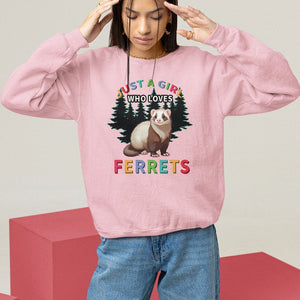 Just A Girl Who Loves Ferrets Cute Sweatshirt TS09 Light Pink Printyourwear