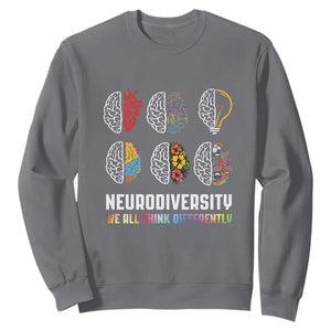 Neurodiversity Sweatshirt We All Think Differently Autism ADHD ASD TS09 Charcoal Printyourwear