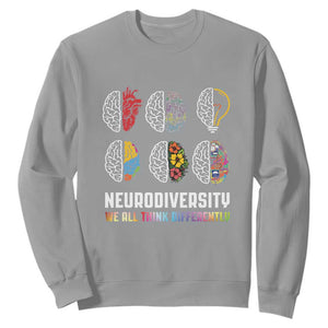 Neurodiversity Sweatshirt We All Think Differently Autism ADHD ASD TS09 Sport Gray Printyourwear