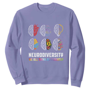Neurodiversity Sweatshirt We All Think Differently Autism ADHD ASD TS09 Violet Printyourwear