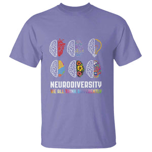 Neurodiversity T Shirt We All Think Differently Autism ADHD ASD TS09 Violet Printyourwear