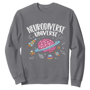 Neurodiversity Sweatshirt Neurodiverse Funny Brain Universe Autism ADHD ASD TS09 Charcoal Printyourwear