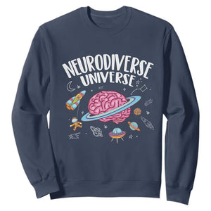 Neurodiversity Sweatshirt Neurodiverse Funny Brain Universe Autism ADHD ASD TS09 Navy Printyourwear