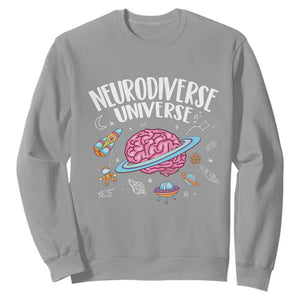 Neurodiversity Sweatshirt Neurodiverse Funny Brain Universe Autism ADHD ASD TS09 Sport Gray Printyourwear