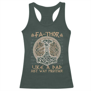 Funny Viking Dad Racerback Tank Top Fathor Like A Dad Just Way Mightier TS09 Dark Forest Green Print Your Wear