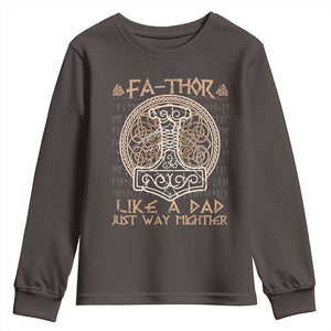Funny Viking Dad Youth Sweatshirt Fathor Like A Dad Just Way Mightier TS09 Dark Chocolate Print Your Wear