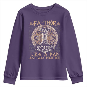 Funny Viking Dad Youth Sweatshirt Fathor Like A Dad Just Way Mightier TS09 Purple Print Your Wear
