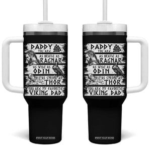 Viking Dad Tumbler With Handle As Brave As Ragnar As Wise As Odin As Strong As Thor TS09 One Size: 40 oz Black Print Your Wear