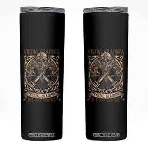 Viking Grandpa Skinny Tumbler Like A Normal Grandpa But Way Mightier TS09 Black Print Your Wear