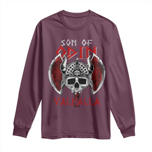 Viking Long Sleeve Shirt Son Of Odin VALHALLA Norse Mythology TS09 Maroon Print Your Wear
