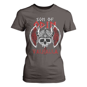 Viking T Shirt For Women Son Of Odin VALHALLA Norse Mythology TS09 Dark Chocolate Print Your Wear