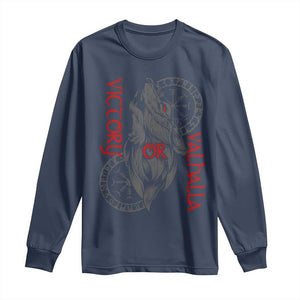 Viking Victory Or Valhalla Long Sleeve Shirt Norse Mythology TS09 Navy Print Your Wear