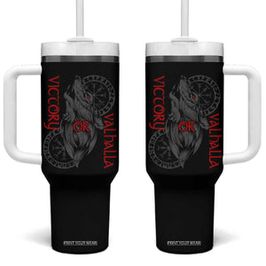 Viking Victory Or Valhalla Tumbler With Handle Norse Mythology TS09 One Size: 40 oz Black Print Your Wear