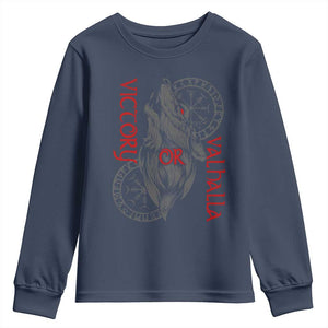 Viking Victory Or Valhalla Youth Sweatshirt Norse Mythology TS09 Navy Print Your Wear