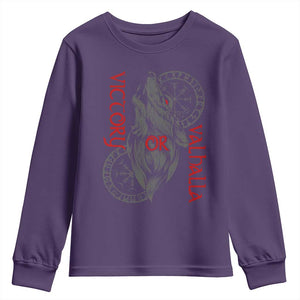 Viking Victory Or Valhalla Youth Sweatshirt Norse Mythology TS09 Purple Print Your Wear
