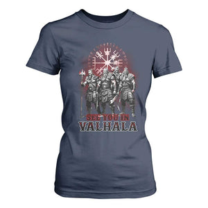 Viking Warrior T Shirt For Women See You In Valhalla TS09 Navy Print Your Wear
