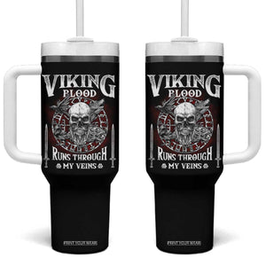 Viking Blood Runs Through My Veins Tumbler With Handle TS09 One Size: 40 oz Black Print Your Wear