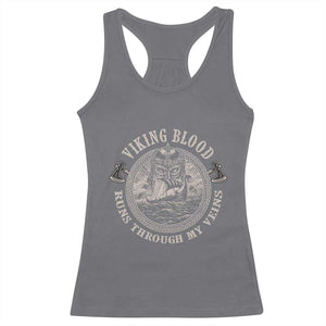 Viking Blood Racerback Tank Top Runs Through My Veins TS09 Charcoal Print Your Wear