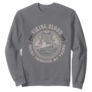 Viking Blood Sweatshirt Runs Through My Veins TS09 Charcoal Print Your Wear