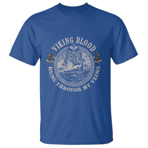 Viking Blood T Shirt Runs Through My Veins TS09 Royal Blue Print Your Wear