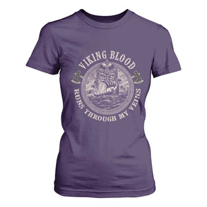 Viking Blood T Shirt For Women Runs Through My Veins TS09 Purple Print Your Wear