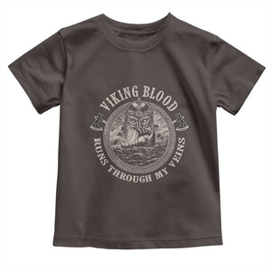 Viking Blood Toddler T Shirt Runs Through My Veins TS09 Dark Chocolate Print Your Wear
