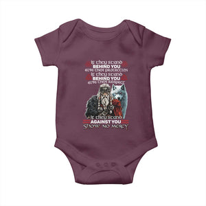 Viking Baby Onesie If They Stand Against You Show No Mercy TS09 Maroon Print Your Wear