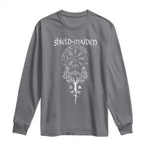 Shield Maiden Long Sleeve Shirt Female Warrior Scandinavian Folklore Mythology TS09 Charcoal Print Your Wear