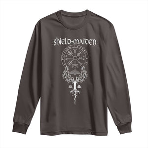 Shield Maiden Long Sleeve Shirt Female Warrior Scandinavian Folklore Mythology TS09 Dark Chocolate Print Your Wear