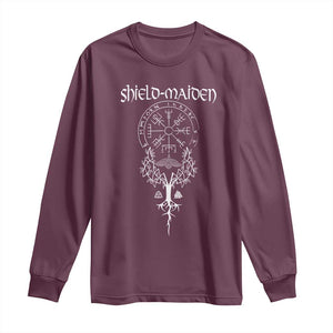Shield Maiden Long Sleeve Shirt Female Warrior Scandinavian Folklore Mythology TS09 Maroon Print Your Wear
