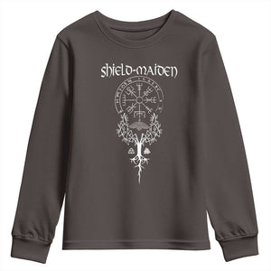 Shield Maiden Youth Sweatshirt Female Warrior Scandinavian Folklore Mythology TS09 Dark Chocolate Print Your Wear