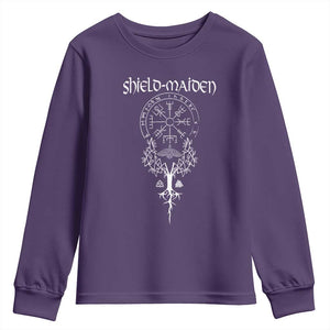 Shield Maiden Youth Sweatshirt Female Warrior Scandinavian Folklore Mythology TS09 Purple Print Your Wear
