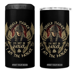 Shield Maiden 4 in 1 Can Cooler Tumbler I Am The Danger Female Warrior Scandinavian Folklore Mythology TS09 One Size: 16 oz Black Print Your Wear