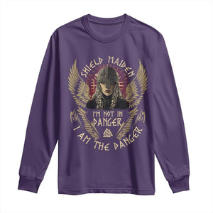 Shield Maiden Long Sleeve Shirt I Am The Danger Female Warrior Scandinavian Folklore Mythology TS09 Purple Print Your Wear
