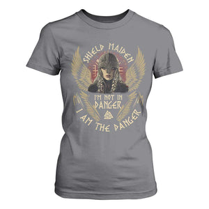 Shield Maiden T Shirt For Women I Am The Danger Female Warrior Scandinavian Folklore Mythology TS09 Charcoal Print Your Wear