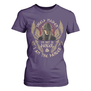 Shield Maiden T Shirt For Women I Am The Danger Female Warrior Scandinavian Folklore Mythology TS09 Purple Print Your Wear