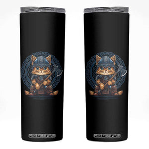 Nordic Norse Viking Cat Warrior Skinny Tumbler TS09 Black Print Your Wear
