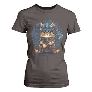 Nordic Norse Viking Cat Warrior T Shirt For Women TS09 Dark Chocolate Print Your Wear