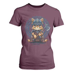 Nordic Norse Viking Cat Warrior T Shirt For Women TS09 Maroon Print Your Wear