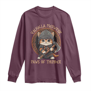 Viking Cat Long Sleeve Shirt Norse Mythology Cat Warrior TS09 Maroon Print Your Wear