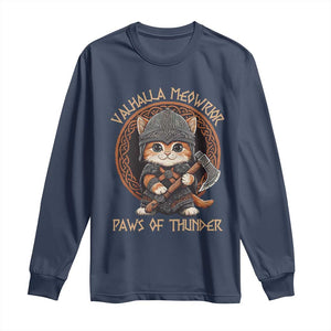 Viking Cat Long Sleeve Shirt Norse Mythology Cat Warrior TS09 Navy Print Your Wear