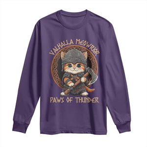 Viking Cat Long Sleeve Shirt Norse Mythology Cat Warrior TS09 Purple Print Your Wear