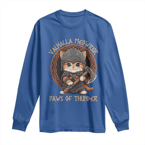 Viking Cat Long Sleeve Shirt Norse Mythology Cat Warrior TS09 Royal Blue Print Your Wear