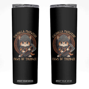 Viking Cat Skinny Tumbler Norse Mythology Cat Warrior TS09 Black Print Your Wear
