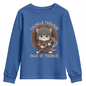Viking Cat Youth Sweatshirt Norse Mythology Cat Warrior TS09 Royal Blue Print Your Wear