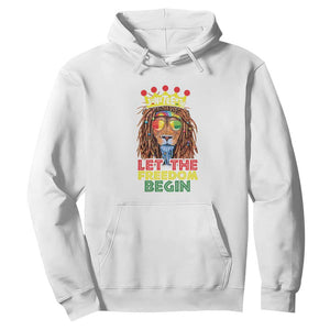 Juneteenth Hoodie Let The Freedom Begin Lion Rasta TS09 White Print Your Wear
